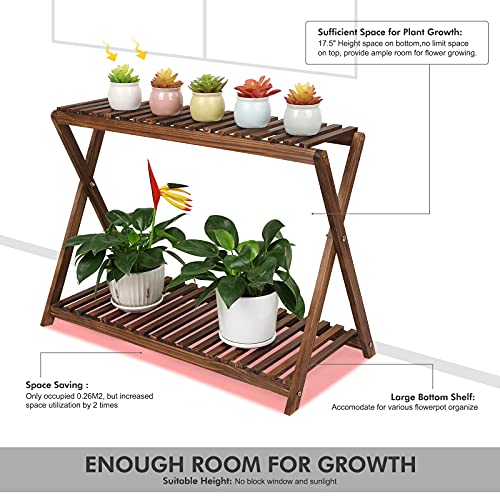Tovacu Wood Plant Stand Indoor Outdoor 2 Tiers Flower Stand Corner Stepped Planter Shelf Rack Flowerpot Holder For Plant Display In Patio Balcony Entryway Porch Livingroom thumb #2