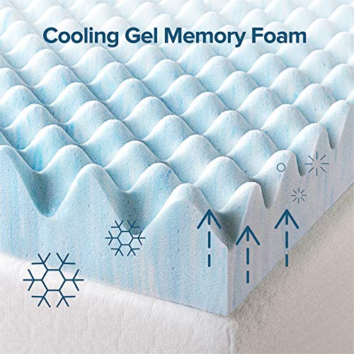Image of ZINUS 3 Inch Swirl Gel Cooling Memory Foam Mattress Topper, Cooling Airflow Design, CertiPUR-US Certified, King,Light Blue