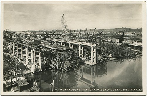 Primi '900 Monfalcole panorama scali costruzioni navi Gorizia FP B/N ANIM Cartolina Postale