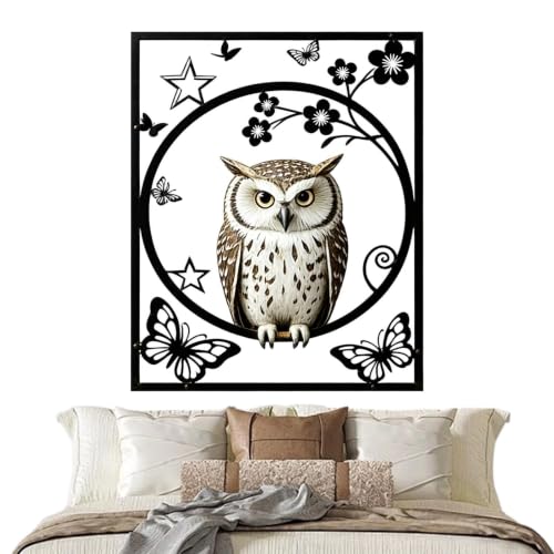 Œuvre d'art réaliste chouette 30x23cm et décoration murale maison