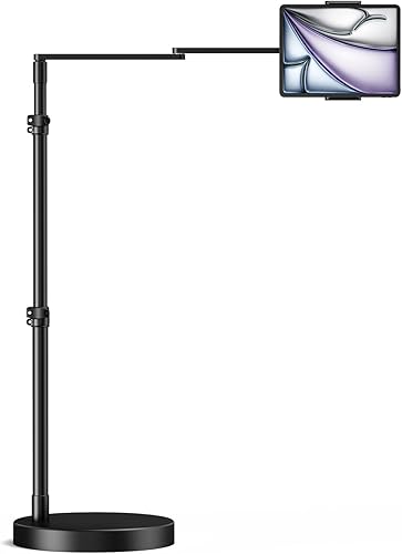 elitehood Soporte de suelo ajustable para tablet con base resistente, soporte horizontal de 24 pulgadas para iPad de brazo largo para cama, sofá