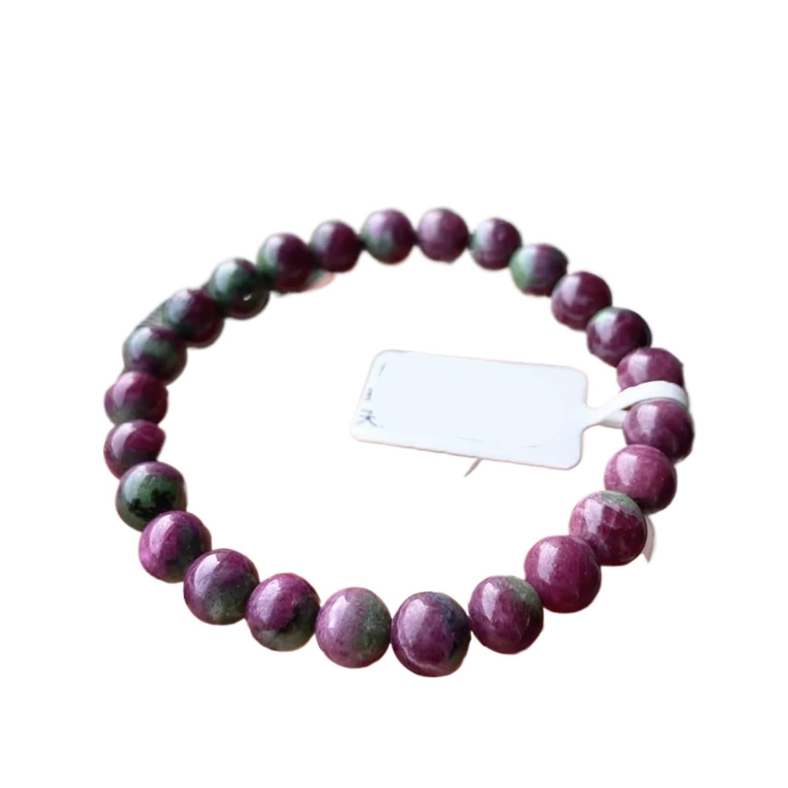 Generico Bracciale con perline rotonde di rubino rosso naturale, pietra preziosa, elasticizzata, gioielli da donna, uomo, AAAAA