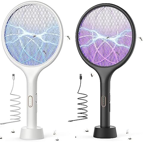 YISSVIC Electric Fly Swatter 4000V Bug Zapper Racket Dual Modes Mosquito Killer with Purple Mosquito Light Rechargeable for Indoor and Outdoor Home Office Backyard Patio Camping Cover