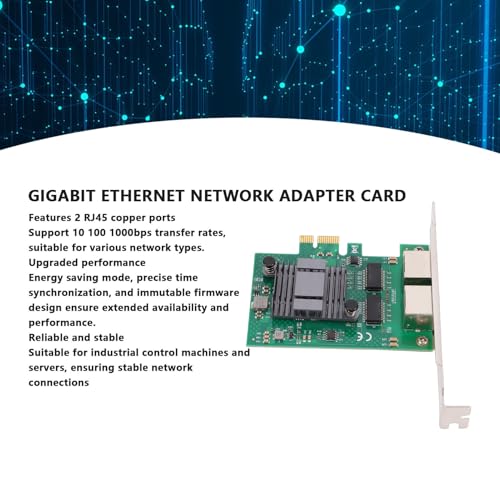GOWENIC Adaptador de red Gigabit Ethernet, tarjeta de red PCI Express con 2 puertos RJ45, modo ahorro de energía y descarga de suma de comprobación IP para control industrial y servidores miniatura 2