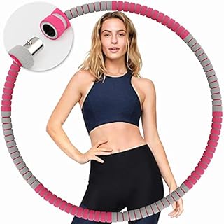 Hoola Hoop,Exercise Hula Hoops for Adults Fitness 1kg 88cm, 360° Massage Soft Foam Hula Ring for Women Weight Loss, 8 Piece Stainless Steel Adjustable Waited for Beginners and Professionals Rose