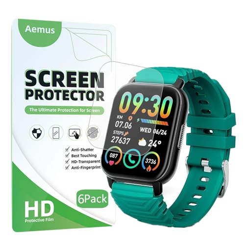Aemus 20231006005 Screen Protector Compatible For Weurghy Y6 Smart Watch 1.85 Inch (6 Pack) Full Coverage Clear Tpu cover