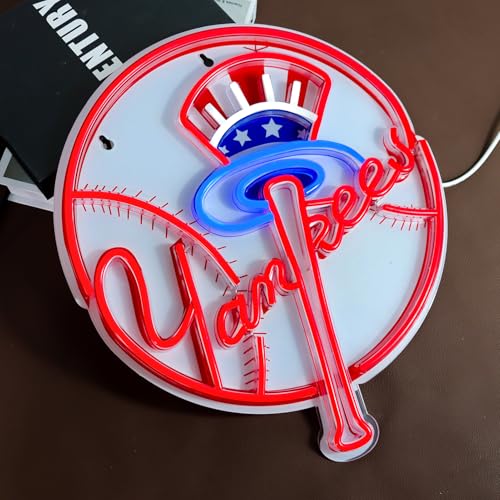 Image of AHlove Neon Signs for Wall Decor,Baseball Team Neon Lights for Bedroom,LED Signs Suitable for Man Cave,Birthday、Father's Day and Christmas Gifts for Man 13 * 15Inch