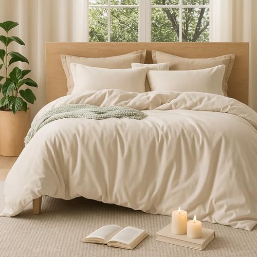 Sedefen Bettwäsche 155x220 cm Baumwolle Beige,Oeko-TEX zertifizierte Bettwäsche...