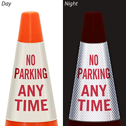 Image of SmartSign inchNo Parking Any Time inch Bright Reflective Cone Message Sleeve, [Cone Not Included]