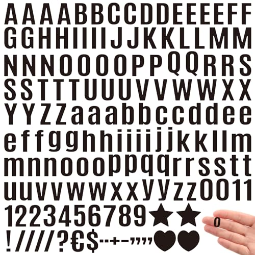 Image of Qilery 32 Sheets 0.5 Inch Letter and Number Stickers Self Adhesive Vinyl Letters Alphabet Stickers Big Font Letters Number Tags for School Classroom Home Mailbox Decor (Black)
