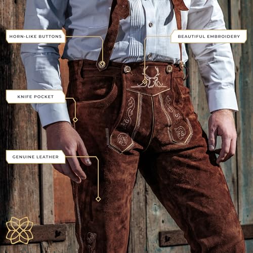 Image of BAVARIA TRACHTEN Men's Kneebound Lederhosen German Oktoberfest Knee Length