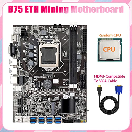 Bakemoro B75 ETH Mining Moderkort med USB-adapter och VGA-kabel