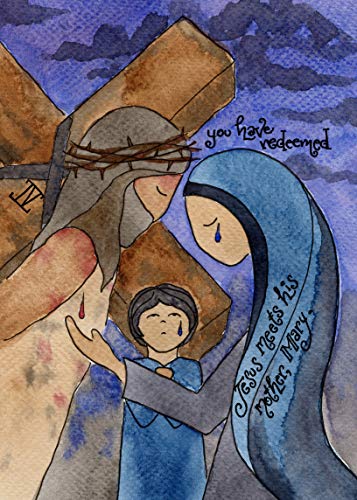 Stations of the Cross for Children (and Adults) with Meditations, Set of 16 4x6 Cards, Double-Sided Full Color, Catholic