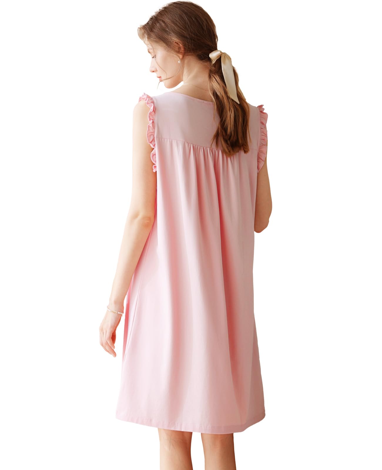 Nanxson Camisón sin Mangas de algodón para Mujer,Camisón de Encaje,Pijama | Ropa cómoda para estar por casa con cuello en V, Ropa de dormir blanca, Camisones de verano, Camisones de estilo victoriano