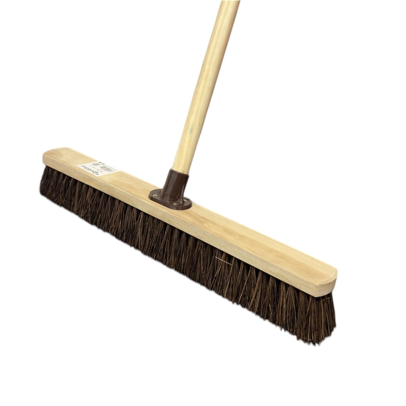 24” STIFF Bassine Broom Outdoor Yard Broom Sweeping Brush Natural Stiff Bristles with Wooden Handle Garden Brooms for Cleaning Patio Yards Driveways Warehouse and Garage