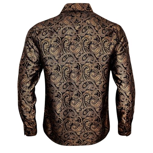 YOHOWA Men's Paisley Shirt Silk Jacquard Dress Long Sleeve Button Down Shirts Casual Mexico Western Disco Party Wedding Prom4