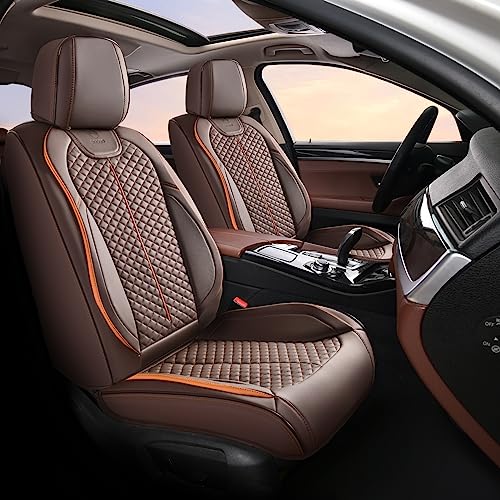 Doogo Car Seat Covers Full Set, Car Seat Protectors 5 Seats, Automotive Seat Covers, Coffee Driver Seat Covers Universal Front and Rear Seat Covers Fit for Most Cars - Image 3