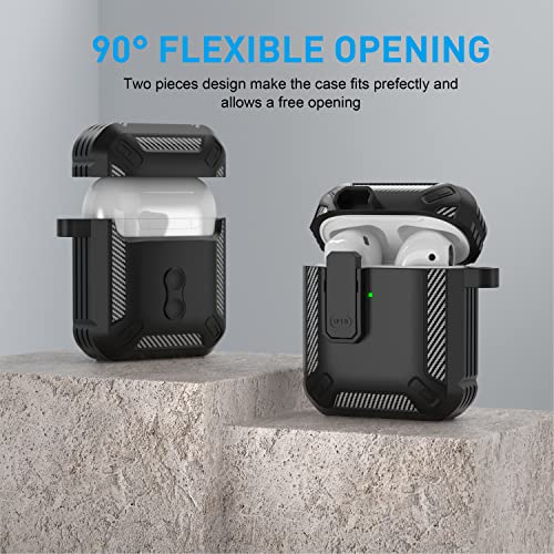 Maxjoy For Airpods Case Cover, Airpods 2 Protective Case With Lock Gen 2 Military Hard Shell Rugged Shockproof Cover With Keychain Compatible With Apple Airpods 2Nd Airpods 1St Generation, Black #TOP4