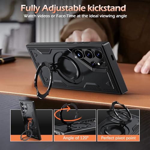 Image of for Samsung Galaxy S23 Ultra Case Magnetic with stand, with Mag-Safe, with Screen Protector, Wireless Charging, Shockproof for Samsung S23 Ultra 5G Phone Case, Ring Holder Cove, for Samsung S23 Ultra