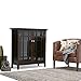 SIMPLIHOME Bedford Storage Cabinet - 39 inch Wide Solid Wood Medium Cabinet in Dark Tobacco Brown, Transitional Console for Living Room, Entryway, or Dining Room with Glass Doors and Shelves