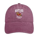 Maryland Beach Baseball Caps for Men's Trendy State Souvenir Caps Wine Red