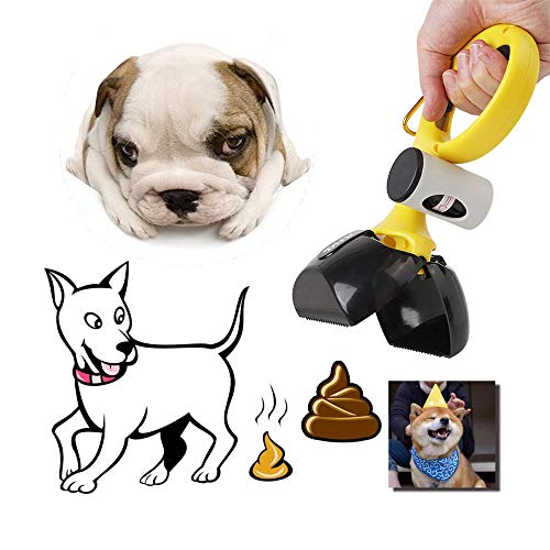 HanDingSM Perro Pooper Scooper, Cuchara para Perro portátil con el dispensador de la Bolsa de desecho,Perros Scoop de Desperdicios de Perro (Amarillo)