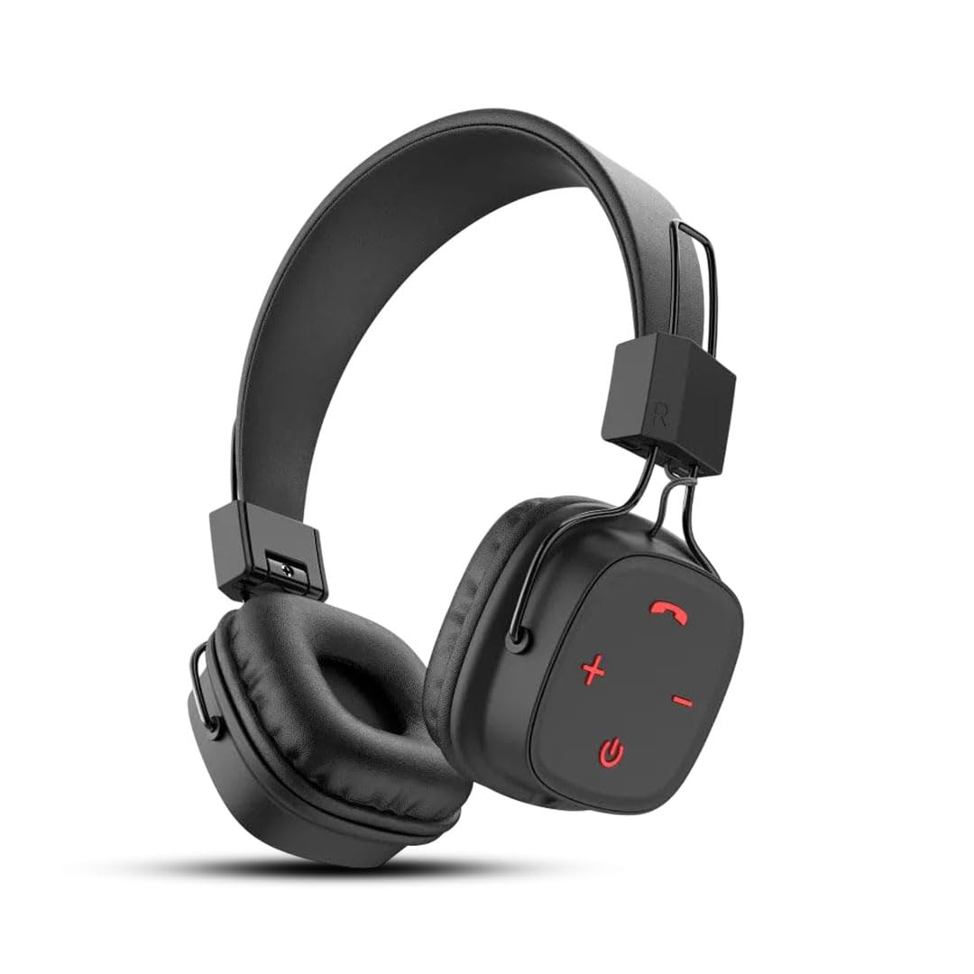 my pc wala wireless bluetooth headphones – over-ear design with high battery backup | deep bass, noise isolation, built-in mic | foldable & comfortable – black