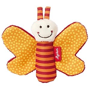 SIGIKID 41181 Greifling Schmetterling Red Stars Mädchen und Jungen Babyspielzeug empfohlen ab Geburt orange