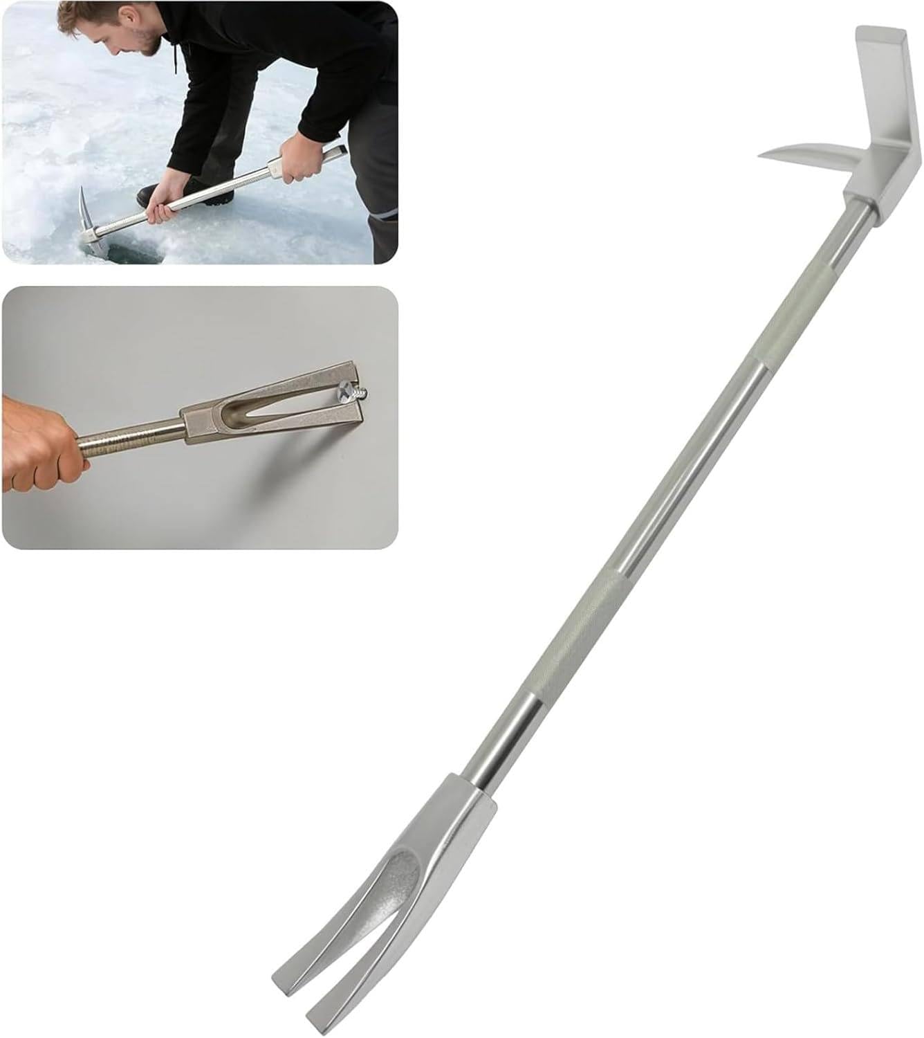 Łom strażacki Halligan Bar Tool, uchwytem antypoślizgowym, wielofunkcyjne narzędzie do siłowego włamania, z głowicą siekiery i widłami z kolcami, do straży pożarnej i służb ratunkowych 36in