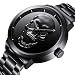 Imagen de Hombre de cráneo creativo reloj Cool acero inoxidable grande dial Vintage Boy cuarzo reloj militar