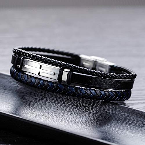 Vanski Fashion Religious Cross Bracelet Multilayer Braided Leather Wristband Rope Link Bracelet (Style 1)3