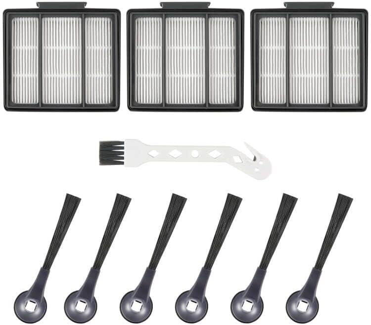 Techecook Paquete de 6 cepillos laterales de repuesto 102KY1000 Shark y 3 filtros de repuesto RVFFK950 para Shark Robot