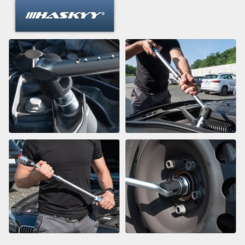 HASKYY Gelenkgriff 1/2 Zoll Ausziehbar Gelenkschlüssel 50-64cm Teleskop Gelenkhebel mit Drehmoment 768NM Schiebegriff mit Gelenk