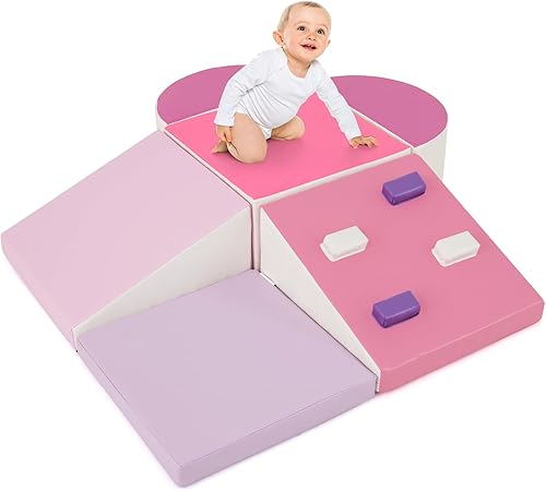 Olakids Juguetes de escalada para niños pequeños, 6 piezas de bloques de espuma para bebés, juego suave con piel sintética, estructura de actividad