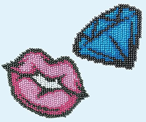 Miniart Crafts Patch Badges-Lips/Diamant, mehrfarbig, Einheitsgröße