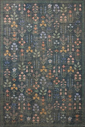 Image of Loloi Rifle Paper Co Edinburgh Navy /Multi 10'-0 inch x 14'-0 inch Area Rug | EDN-03 Printed Approx. 10x14 Blue Living room Dining room Bedroom, Rustic, Elegant, Muted, Refined, Area Rug