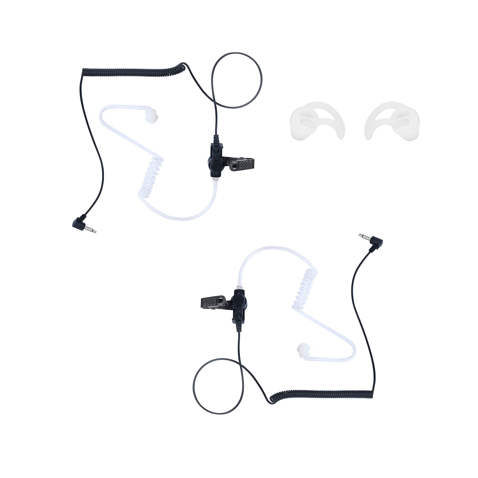 Surveillance Kit Acoustic Tube Listen-only Police Earpiece for Law Enforcement with 1 Pair Flesh Medium Earmold for 2 Way Radio (3.5MM 2 PCS)