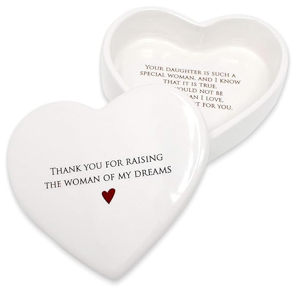 Susabella - Mother of the Bride Gift from Groom, Mom Wedding Gift or Mother's Day Gift from Son In-Law - Thank You for Raising the Woman of My Dreams - Ceramic Keepsake Heart Box