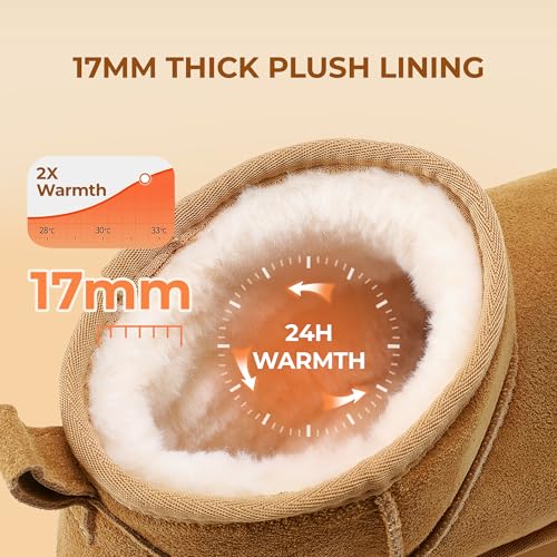 dream pairs platform mini boots for women suede genuine leather classic winter ankle snow boots with memory foam insole lightweight anti-slip outsole fuzzyclassic