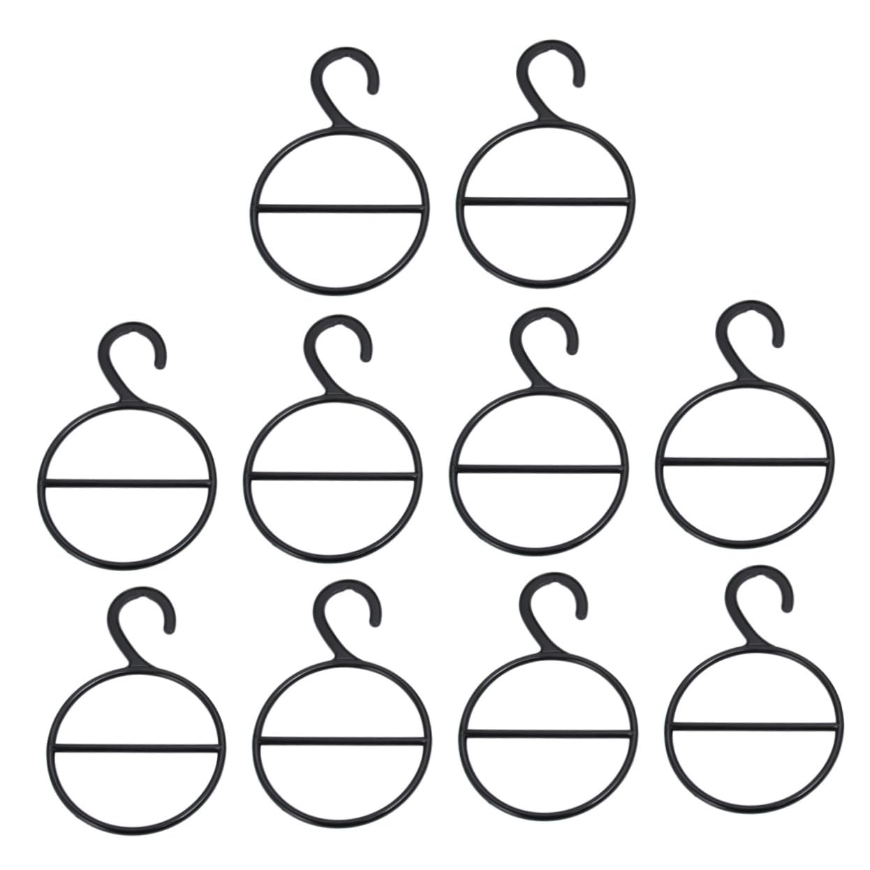 OFFSCH 10PCS Circle Shape Coat Hanger Multifunctional Belt Scarf Tie Organizer Black Space Saving for Tidy Rooms Design for Lasting Use