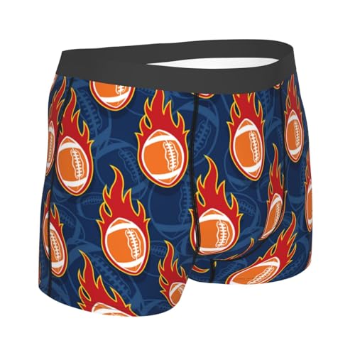 American Football And Fire Flames Mens Boxer Briefs Poly Spandex Boxer Briefs Underwear-3