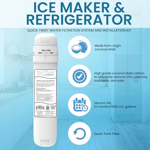 Metpure MVCTO11-KIT Quick Twist Water Filter 1/4 Inch For Refrigerator, Ice Maker, Coffee Maker, Reduces Bad Taste, Odor, Chlorine In Drinking Water. Complete Kit. thumb #3
