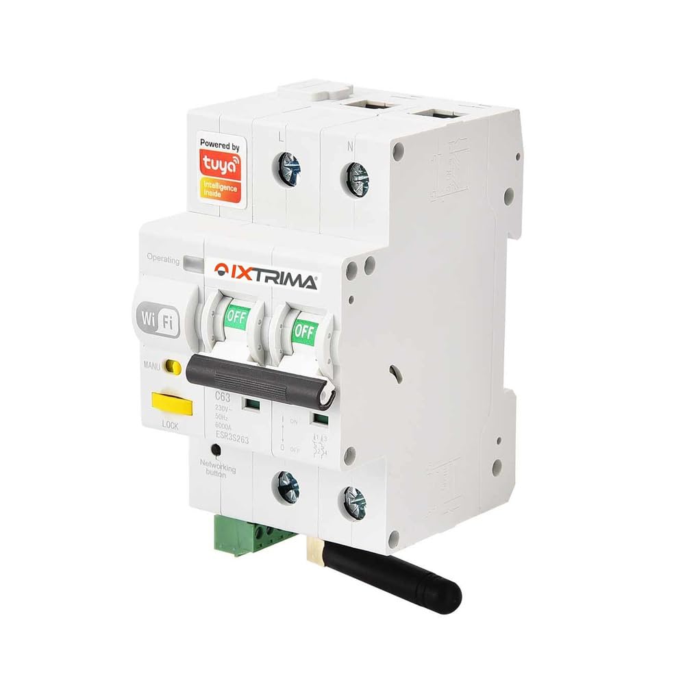 Interruttore Magnetotermico WiFi 2P 63A Conta Energia Tuya Smart per Monitoraggio e Protezione Linee – ESR3S263