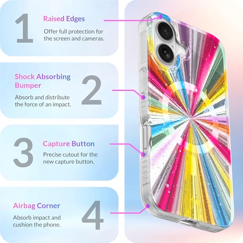 LONLI Hue - Magnetic Case for iPhone 16 Plus - [Compatible with Magsafe] - [360° Shock-Absorbent Bumper] - [Cute and Unique Phone Cover for Girls and Women] - Cosmic Portal by LONLI - Image 7