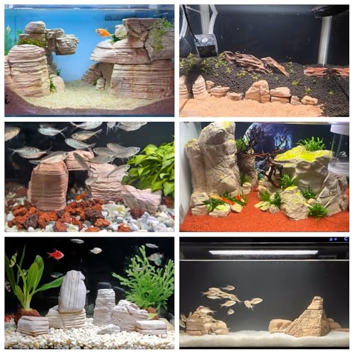 Image of Natural Rock Stones Aquarium Rocks for Fish Tank Decoration Aquarium Landscaping Models Reptile and Amphibian enclosures-40lb(12-14Pcs) 2-9inch