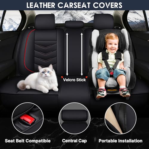 Image of Car Seat Cover for BMW X3 E83 E83N F25 G01 G08 2003-2025, Durable Wear Resistant Waterproof Vehicle Cushion Cover, Breathable No Odor Premium Leather Vehicle Seat Covers.(Luxury,Black Red)