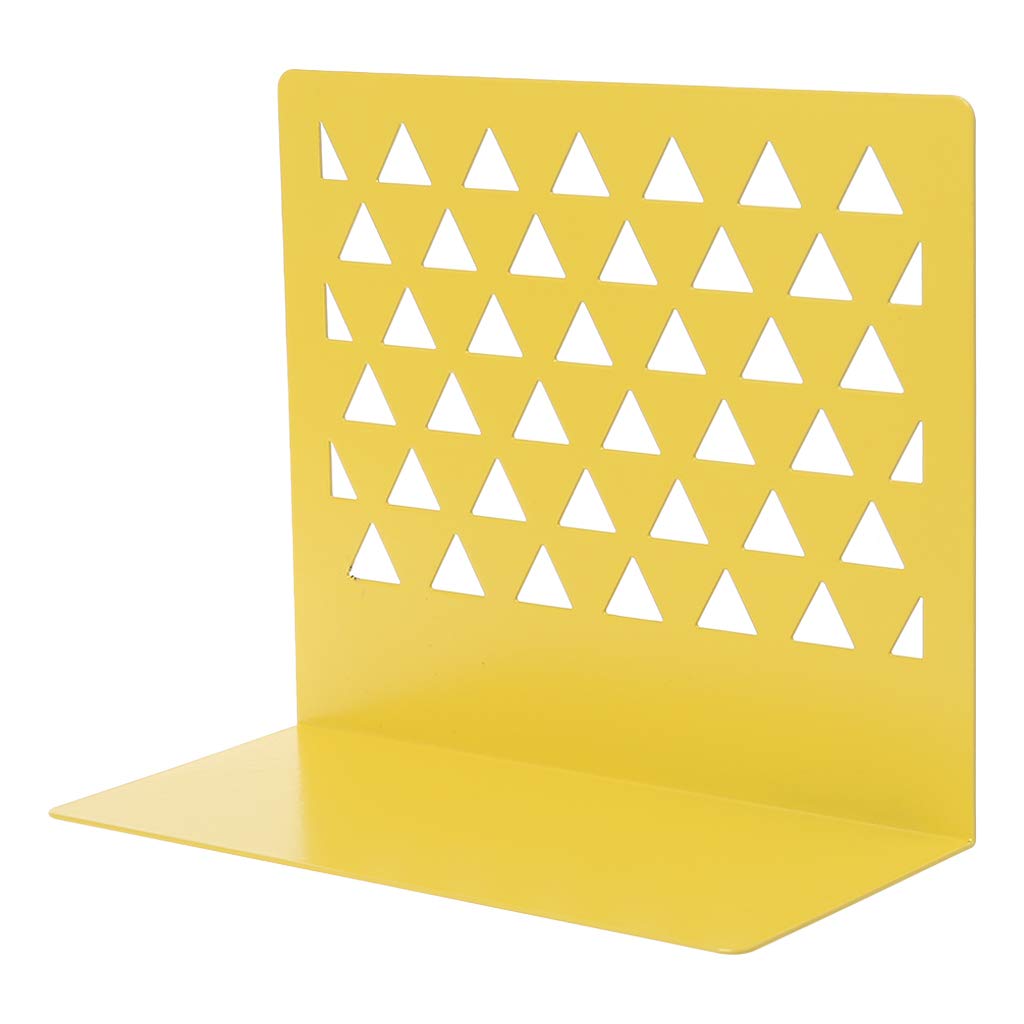 shaoyanger Metal Hollow Desktop Organizer Bookends Book Ends Support Stand Holder Shelf Bookrack Home Office Supplies (Yellow)