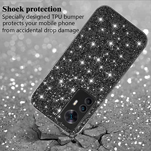 Coque paillettes Xiaomi Redmi Note 12S cadeau idéal en silicone noir brillant fille et femme