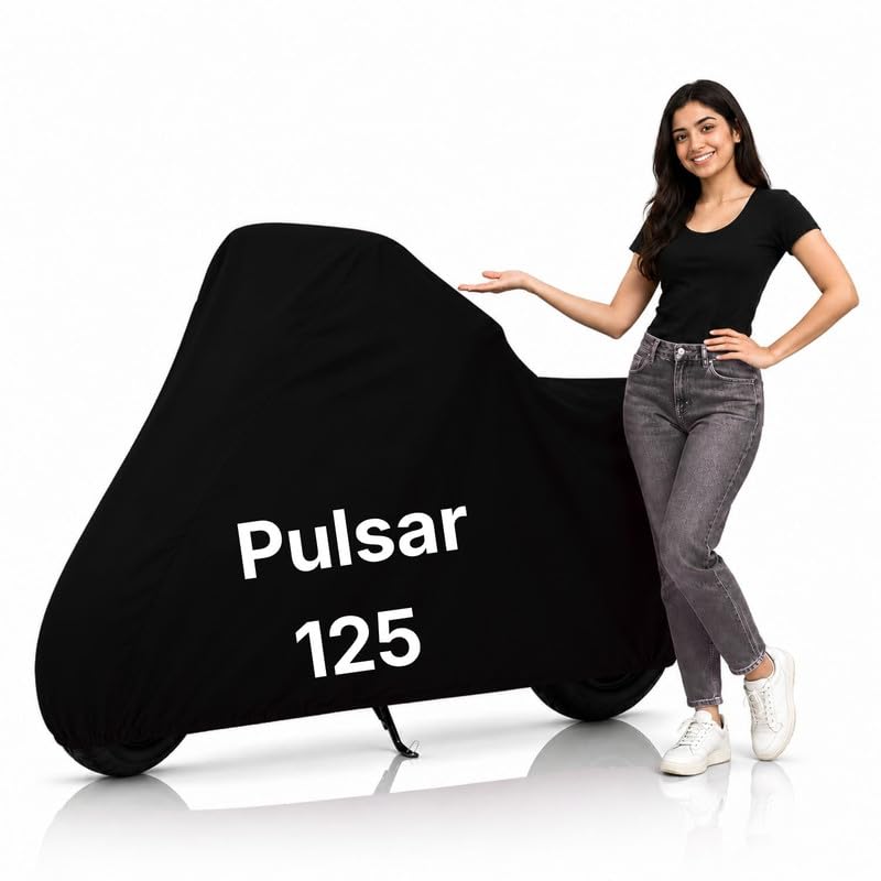 Image of Ultra-Protect Bike Body Cover for Pulsar 125 Cover| 100% Waterproof, Dustproof & Scratch Resistant | Heavy Duty Two Wheeler Covers with UV Protection, Heat Resistant | All Weather (Black)