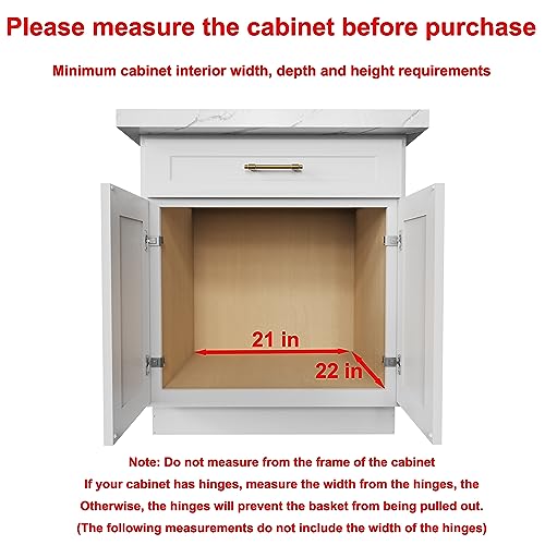 Pull Out Cabinet Organizer,Heavy-Duty Slide Out Shelf, Wood and Wire Basket, Pull Out Drawer for for Kitchen Under Sink Space, Pantry, Bathroom, 2 Tie 20 * 21 in - Image 4
